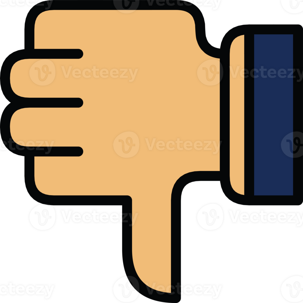 Simple Illustrated Thumb Down Icon for Dislike or Negative Feedback png