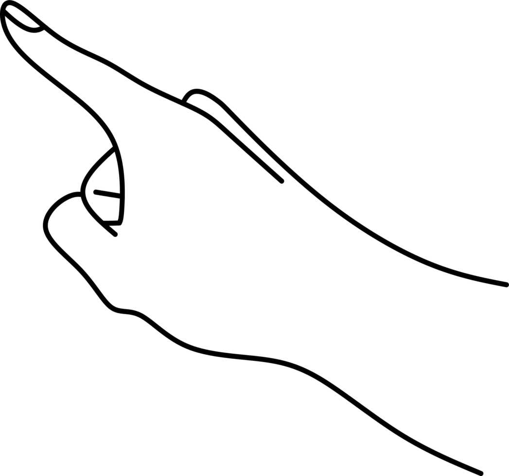 Minimalist Illustration of a Pointing Hand in Black Outline Style png