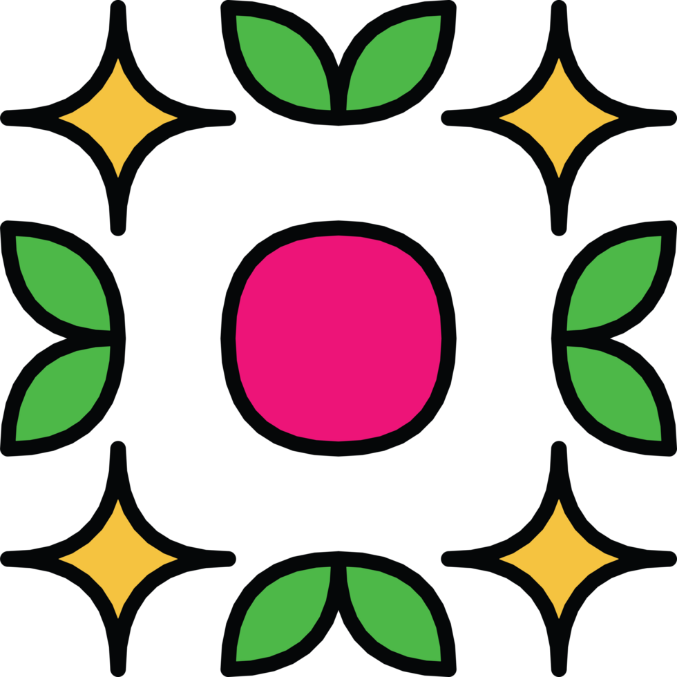 Vibrant Retro-Inspired Geometric Pattern with Bold Colors and Unique Shapes png