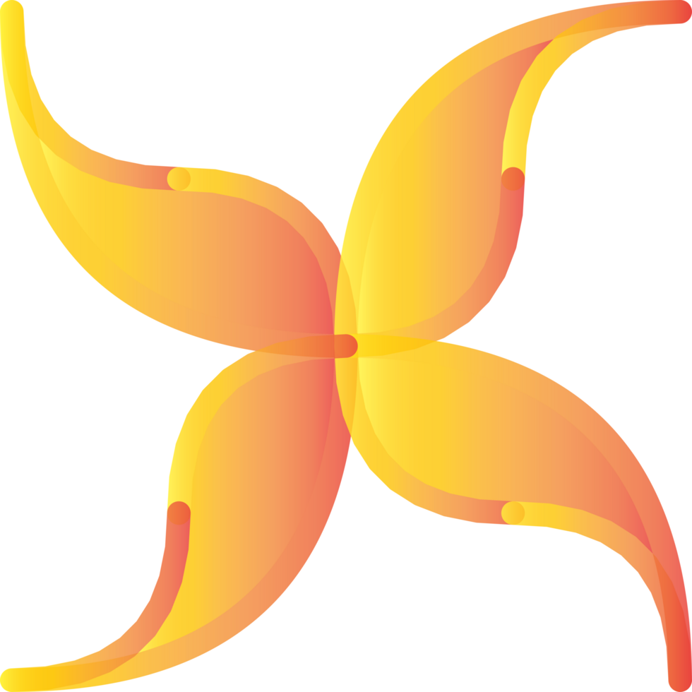 Stylized Bright Pinwheel Flower With Gradient Yellow and Orange Petals png