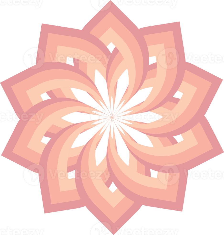 Abstract Peach Geometric Mandala Design with Radiating Symmetry and Soft Transparency png