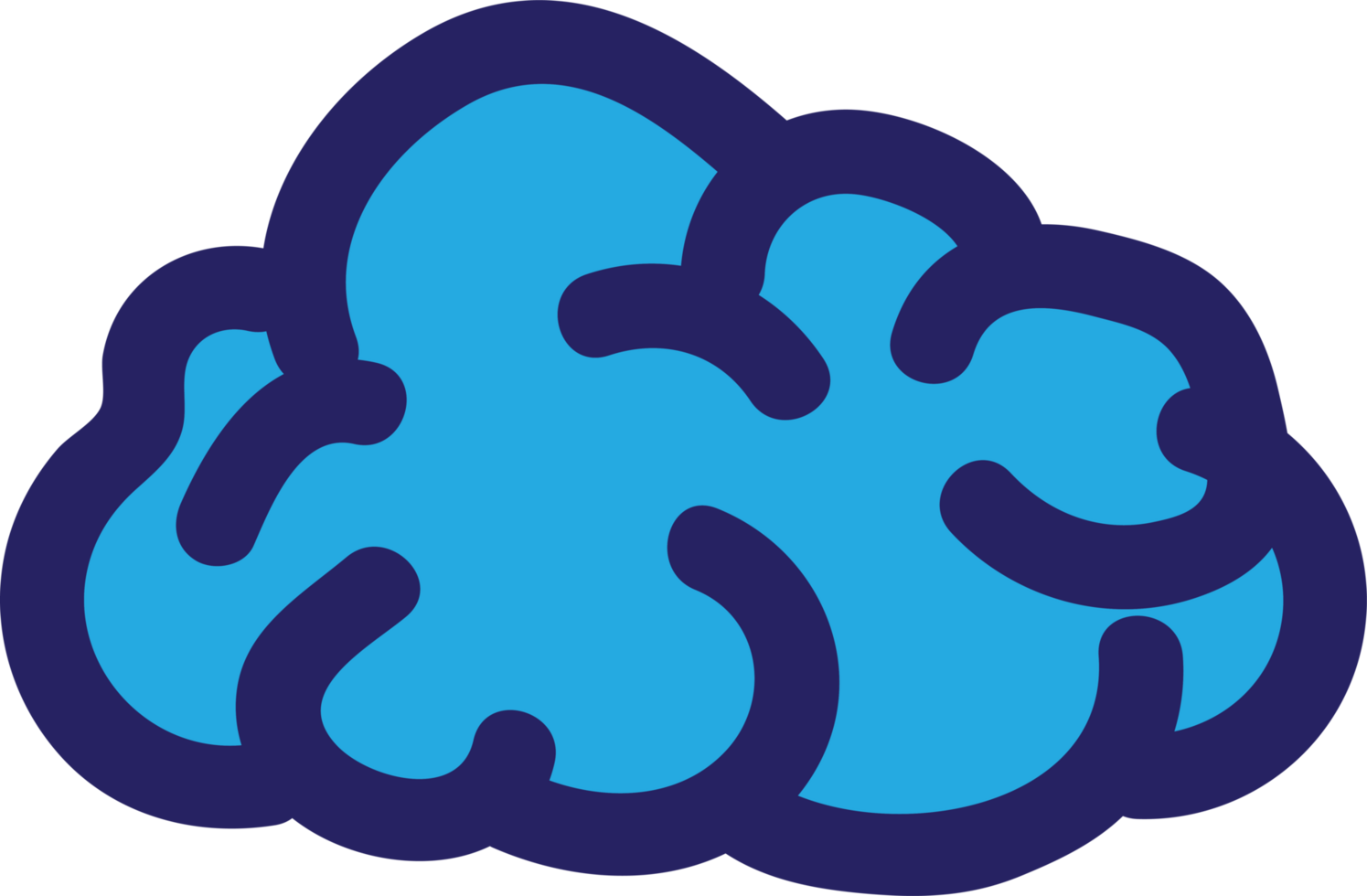 Blue Brain Icon Representing Creativity, Knowledge, and Abstract Ideas png
