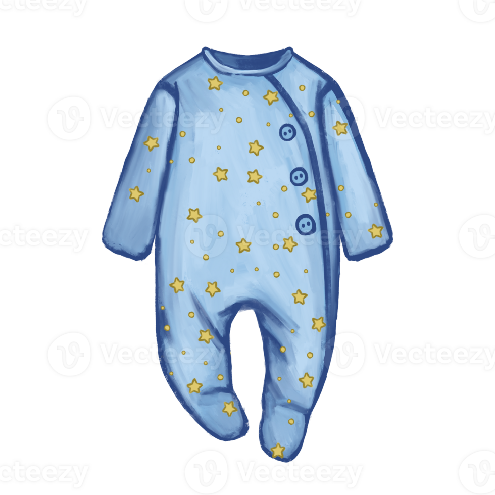 Children's blue pajamas for sleeping hand illustration png