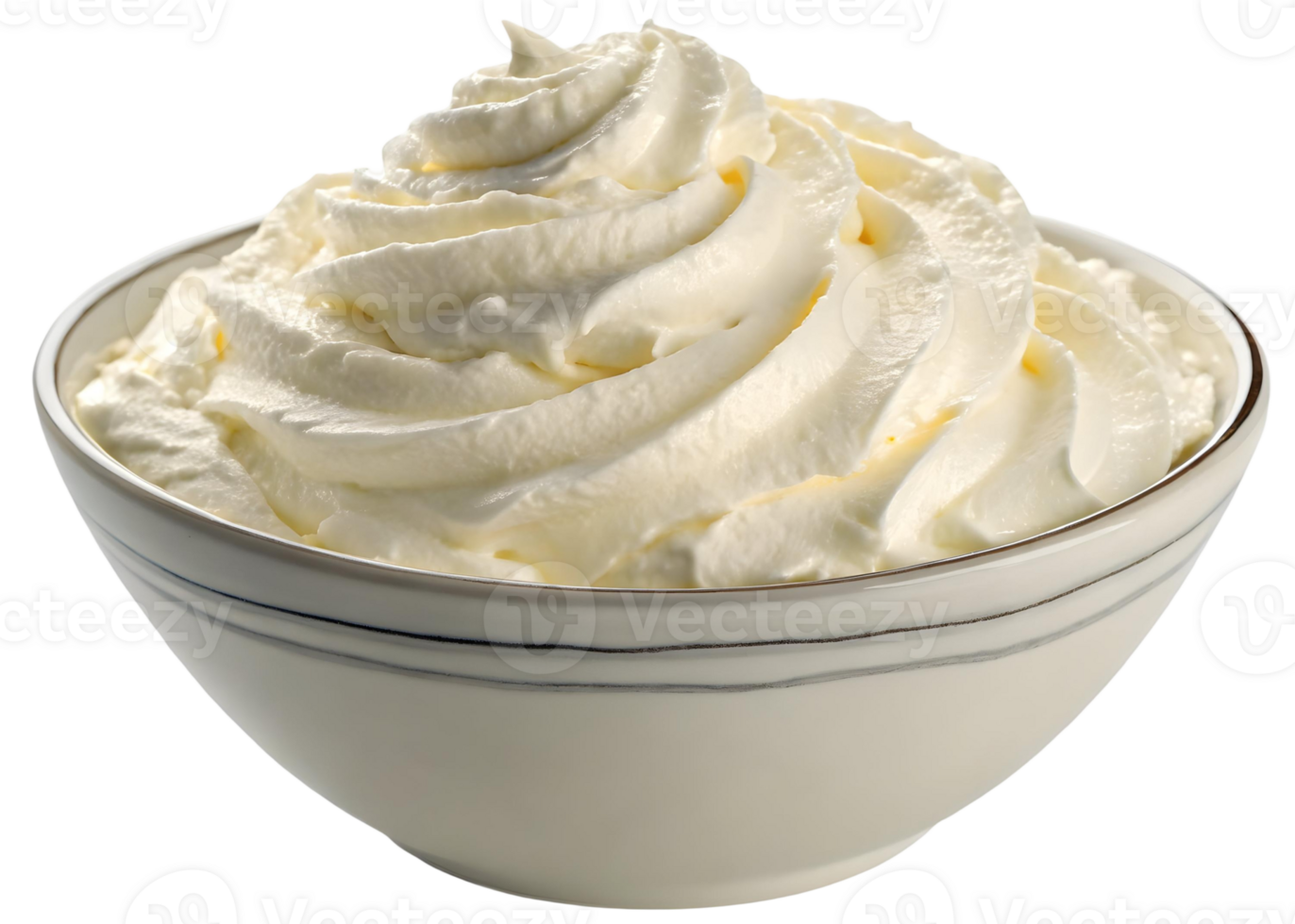 Bowl of whipped cream with delicate swirls ready to top desserts and beverages for a sweet treat png