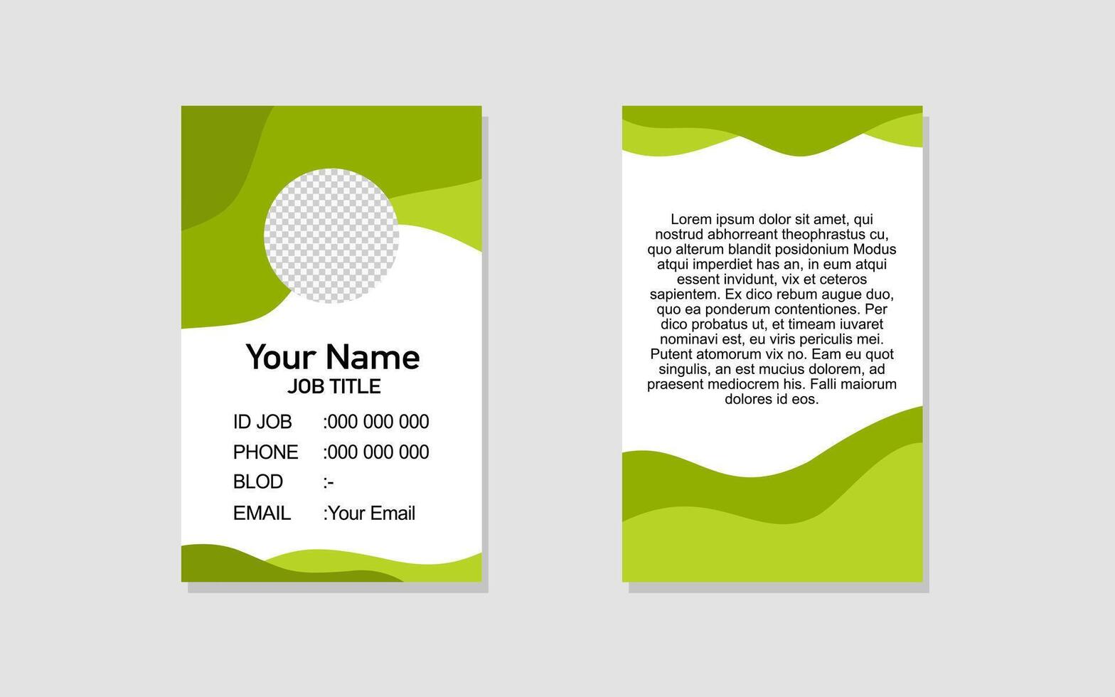Id card design template with a green and white business card. vector