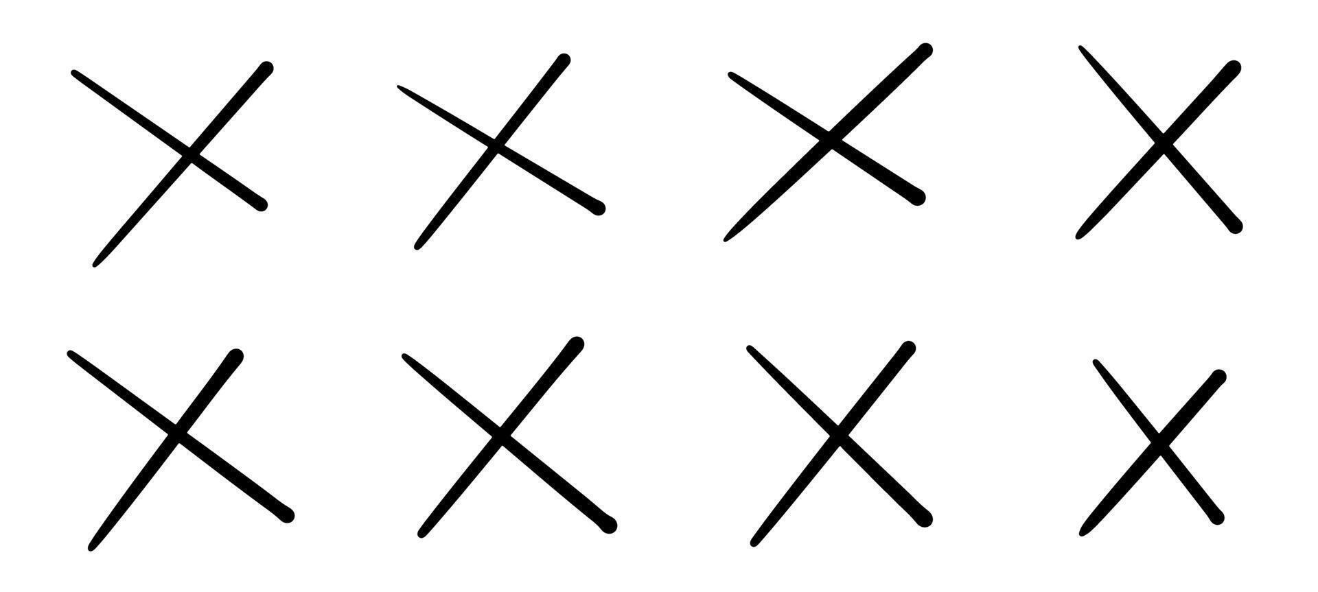 Black X Marks in Rows on White Background vector