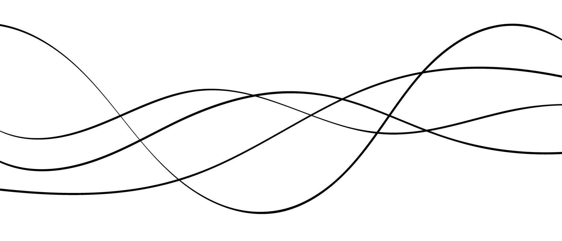 Abstract black curved lines on white background. vector