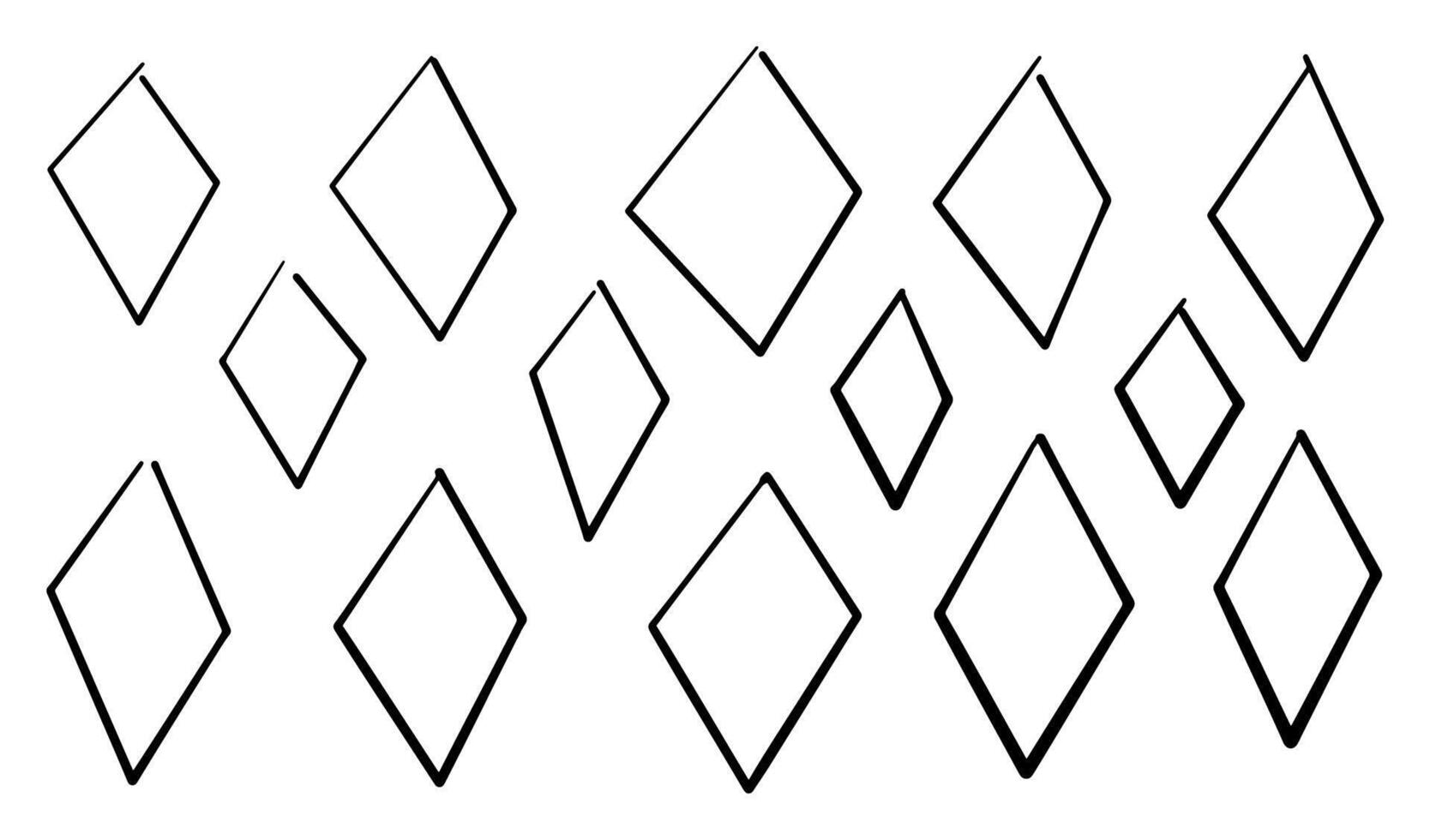 Hand-drawn diamond shapes on white background vector