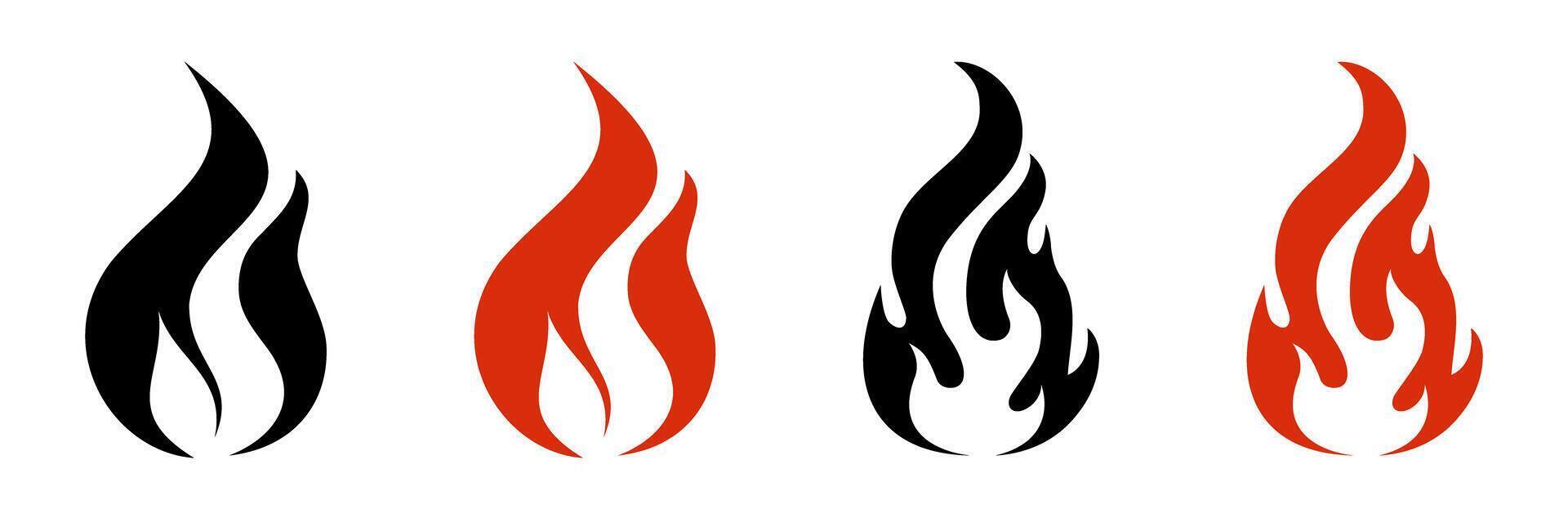 Abstract flame illustrations black and red stylized fire graphics vector