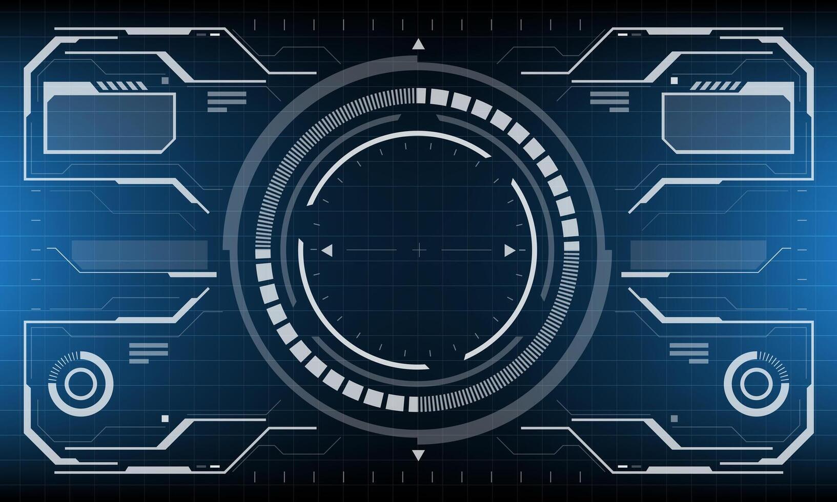 HUD interface screen view white circular geometric design virtual futuristic technology creative display on blue vector