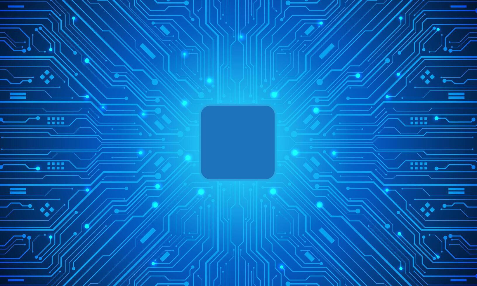 Abstract blue circuit board technology connected lines electronics elements computer motherboard chip processor semiconductor digital background vector