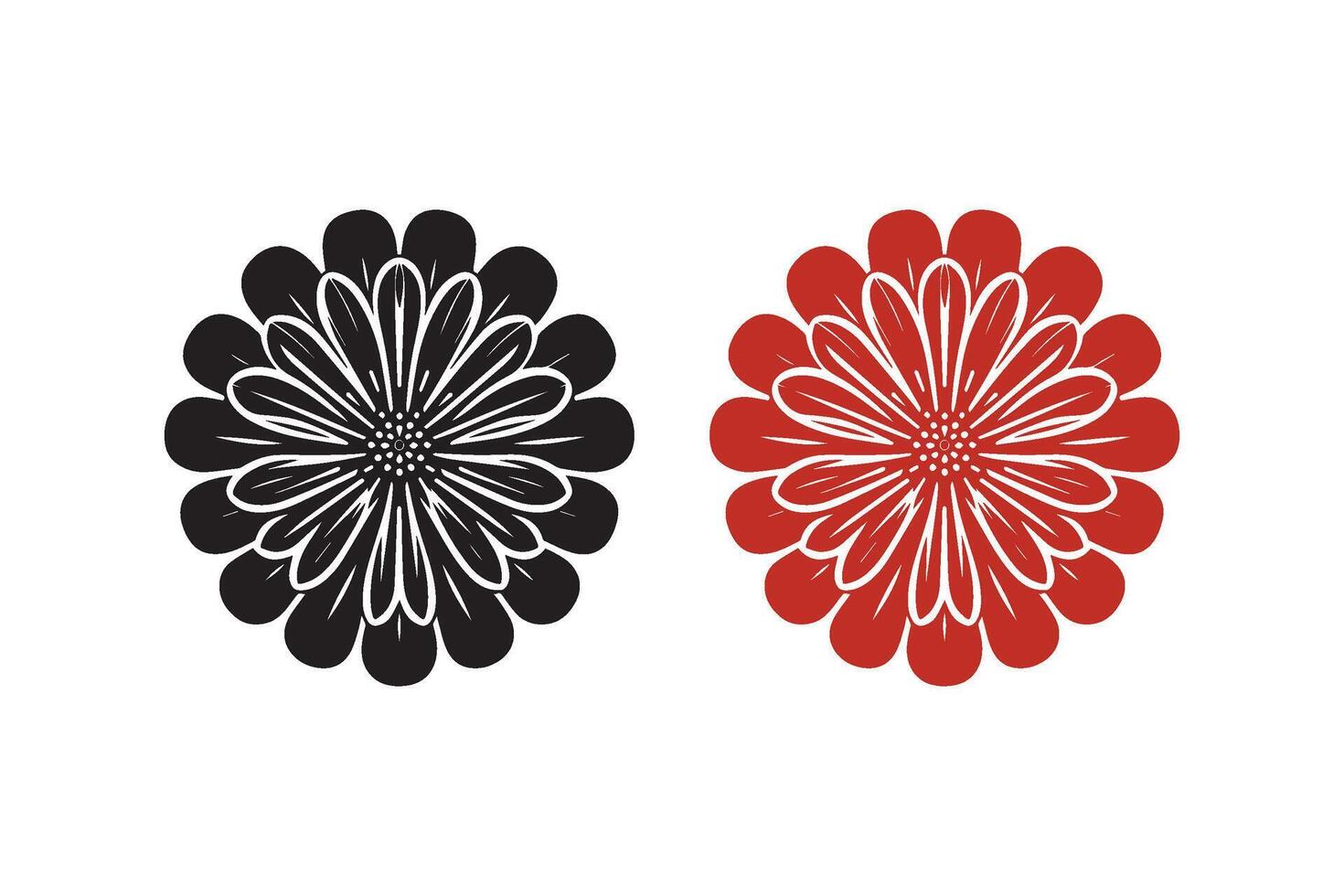 Minimalist zinnia flower logo. Zinnia flower silhouette vector