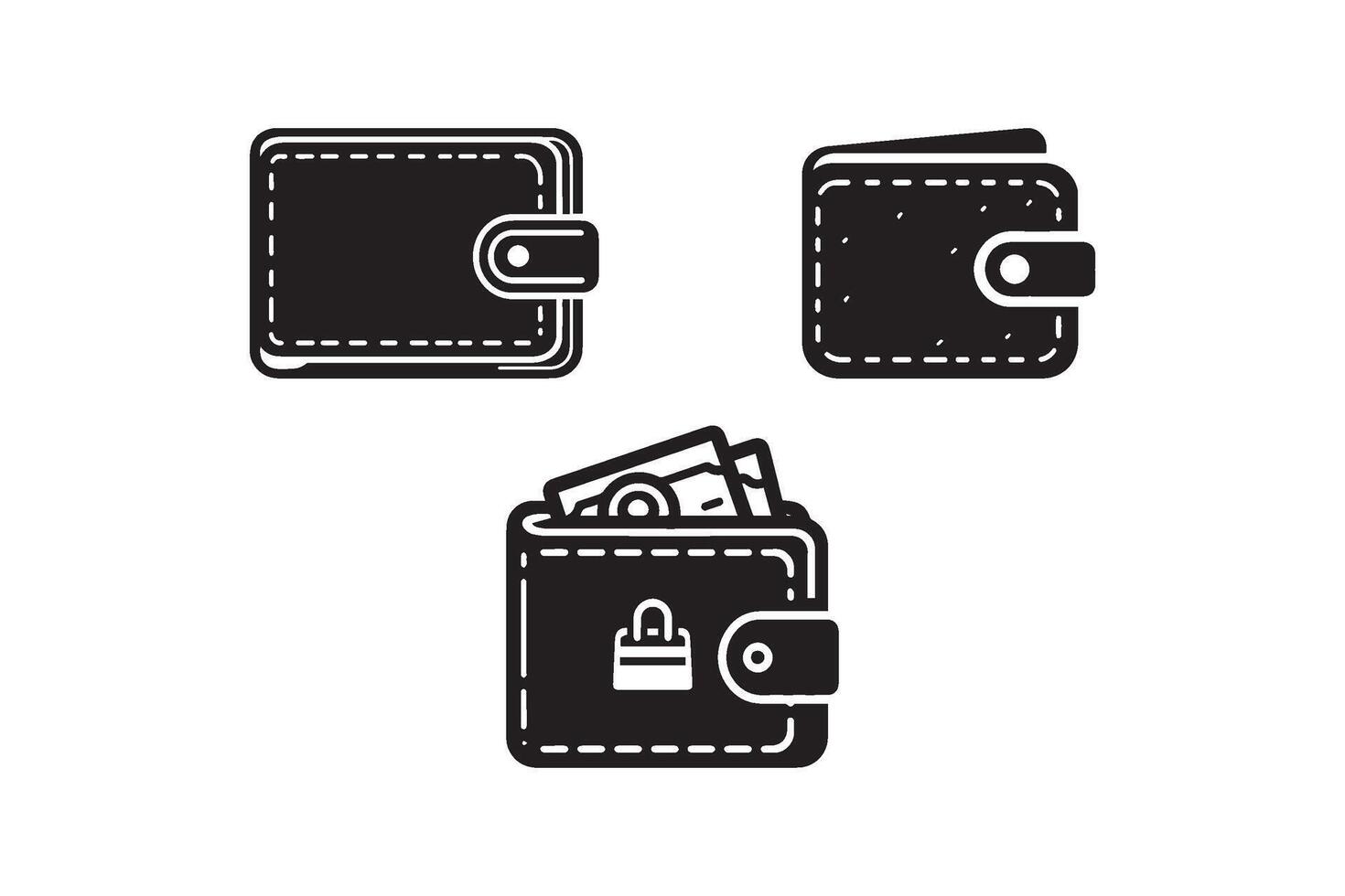 Set of wallet silhouette . Wallet icon. vector