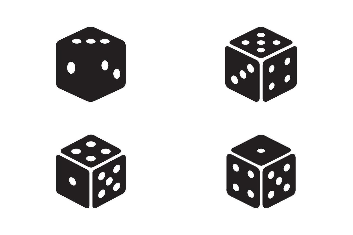 Set of dice icon. Game dice silhouette on white background vector