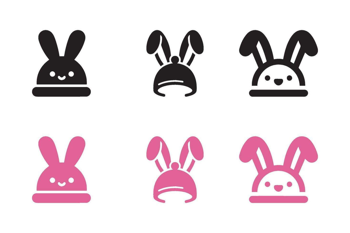 Bunny hats silhouette on white background. Bunny hat icon vector