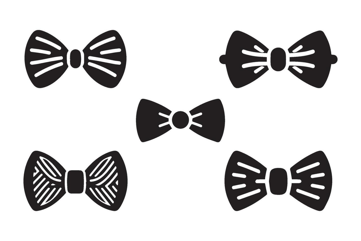 Set of bow tie icon. Bow tie silhouette on white background vector