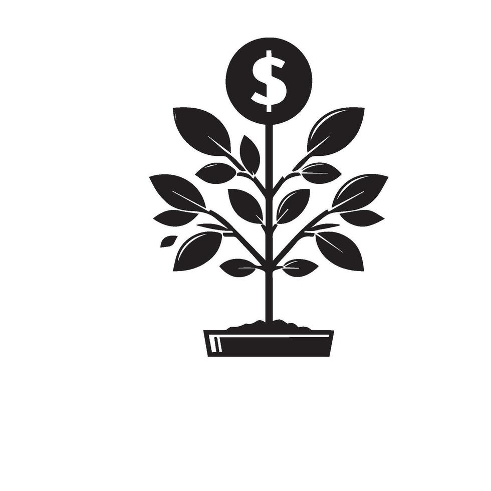 Minimalist money plant silhouette. Money plant icon isolated on flat background vector