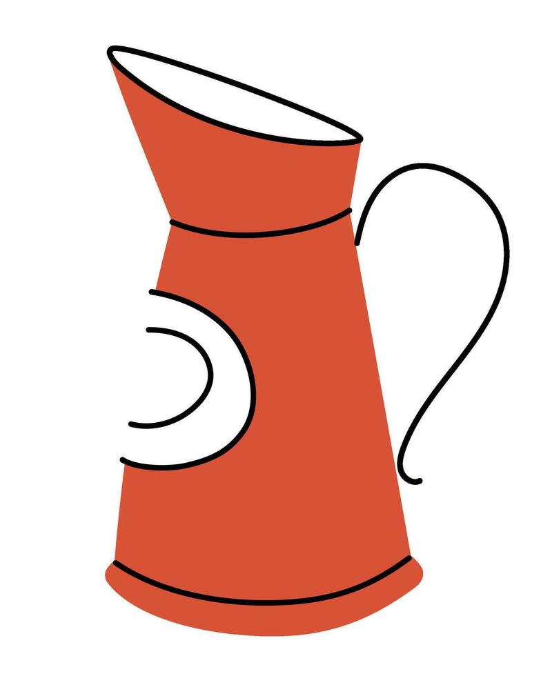 Red water jug or vase doodle illustration isolated on white background. vector