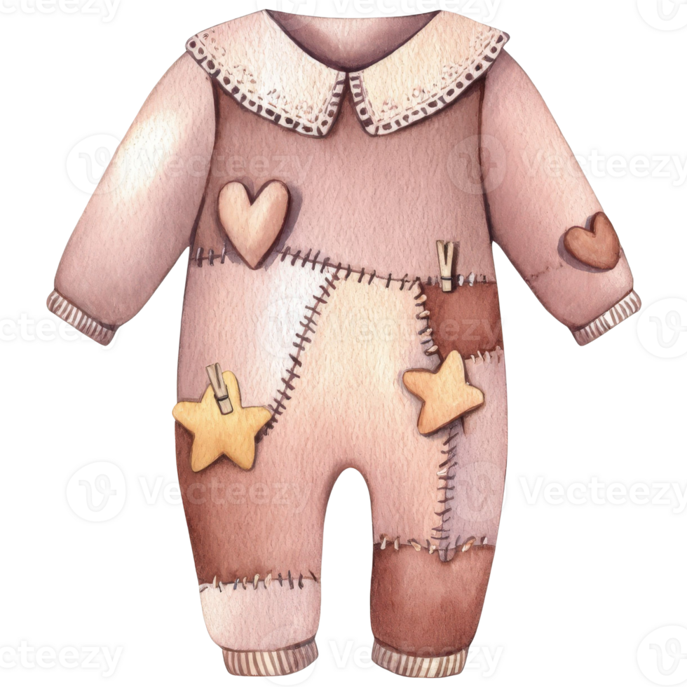 a charming illustration of a baby onesie, featuring soft colors and adorable decorative elements png
