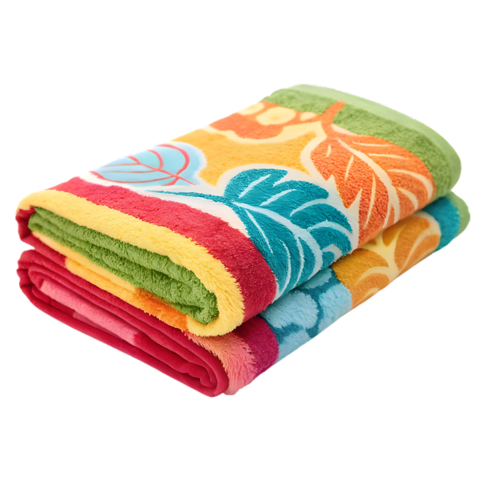 colorful folded towel on transparent background png