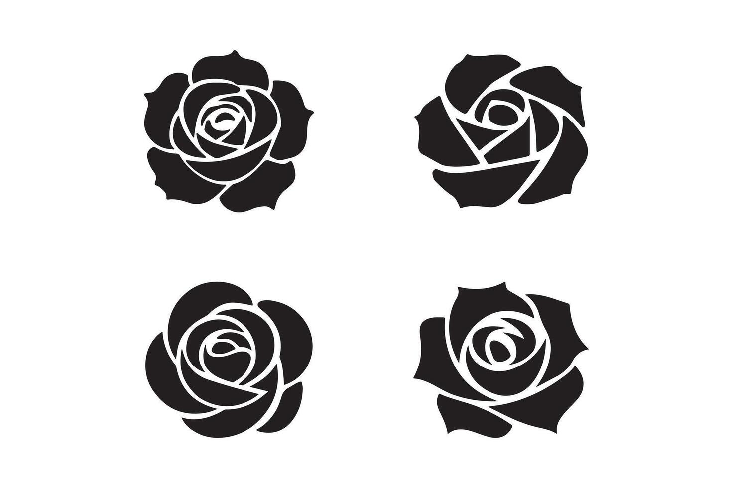 four black roses on a white background vector