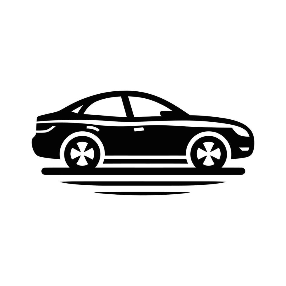 car icon on white background, black silhouette vector