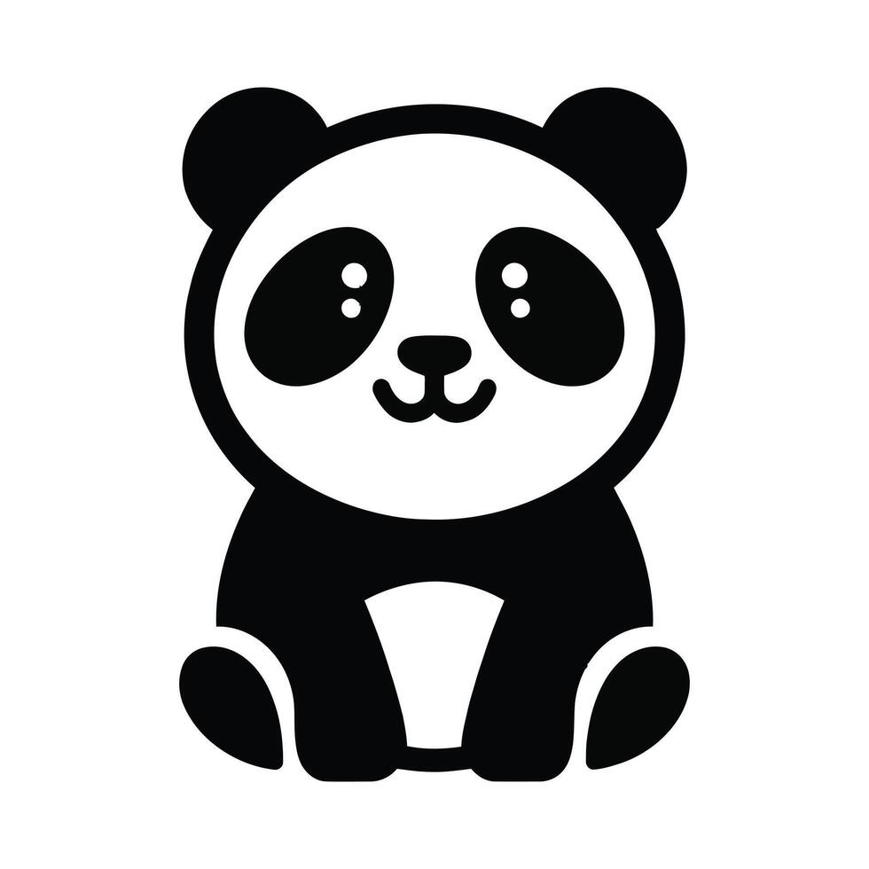 black and white panda icon on a white background vector