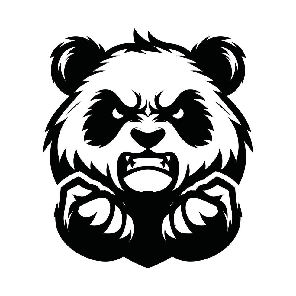 panda head with an angry expression vector