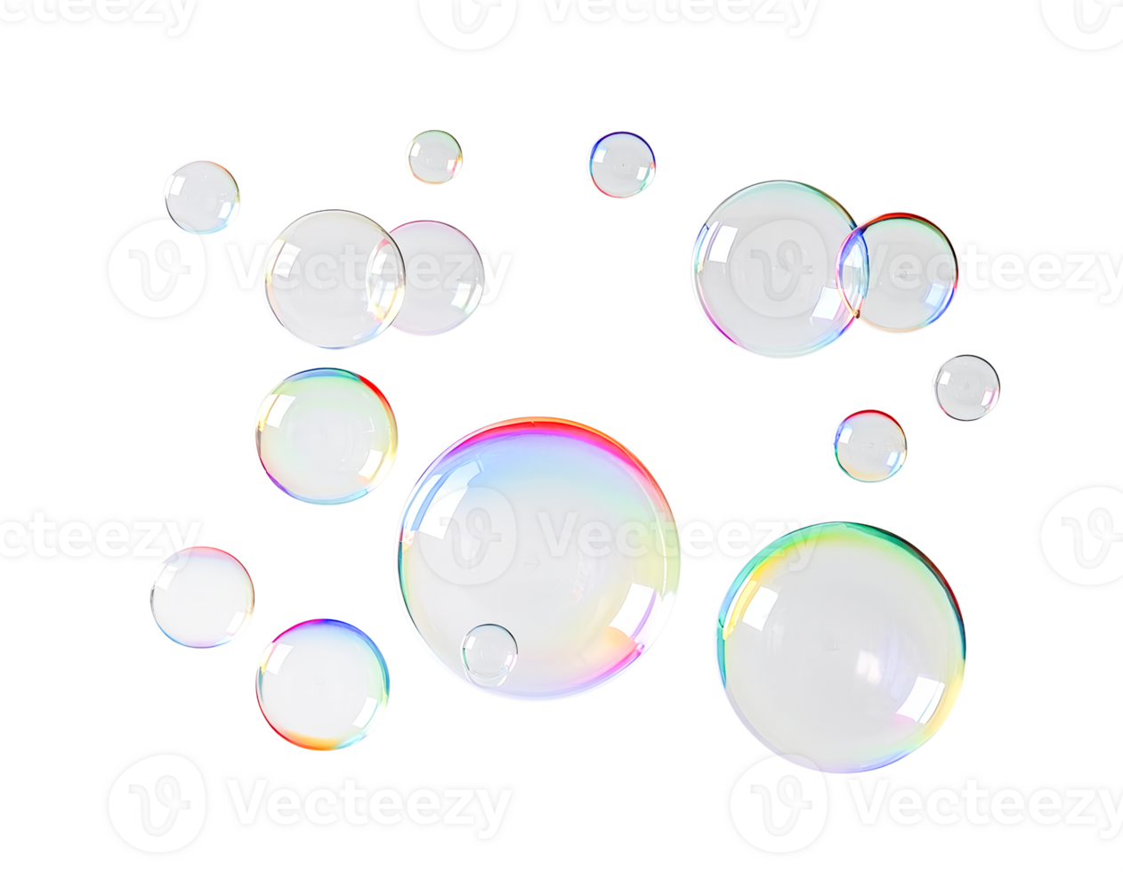 Colorful Soap Bubbles, Rainbow Colorful Soap Bubbles Reflecting Light png