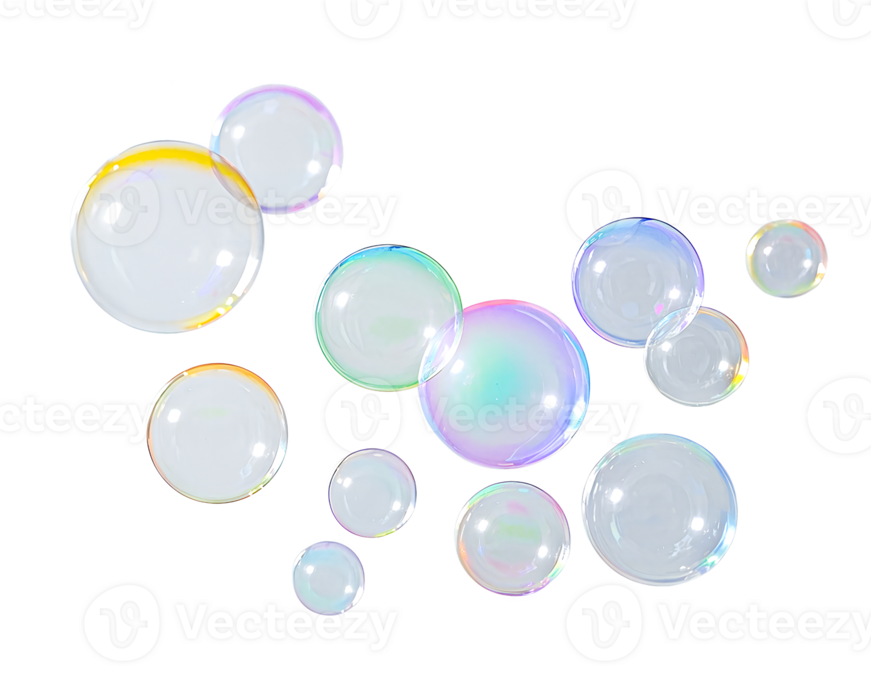 Colorful Soap Bubbles, Rainbow Colorful Soap Bubbles Reflecting Light Against a Nature Background png