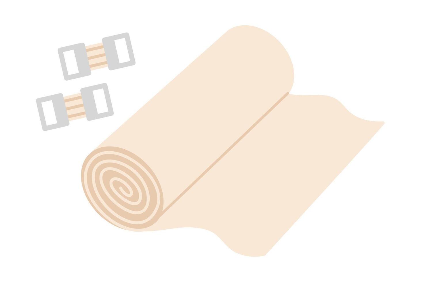 Roll of medical bandage for first aid treatment. Flat isolated illustration vector