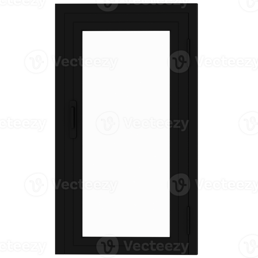 3d render modern black window with transparent background png