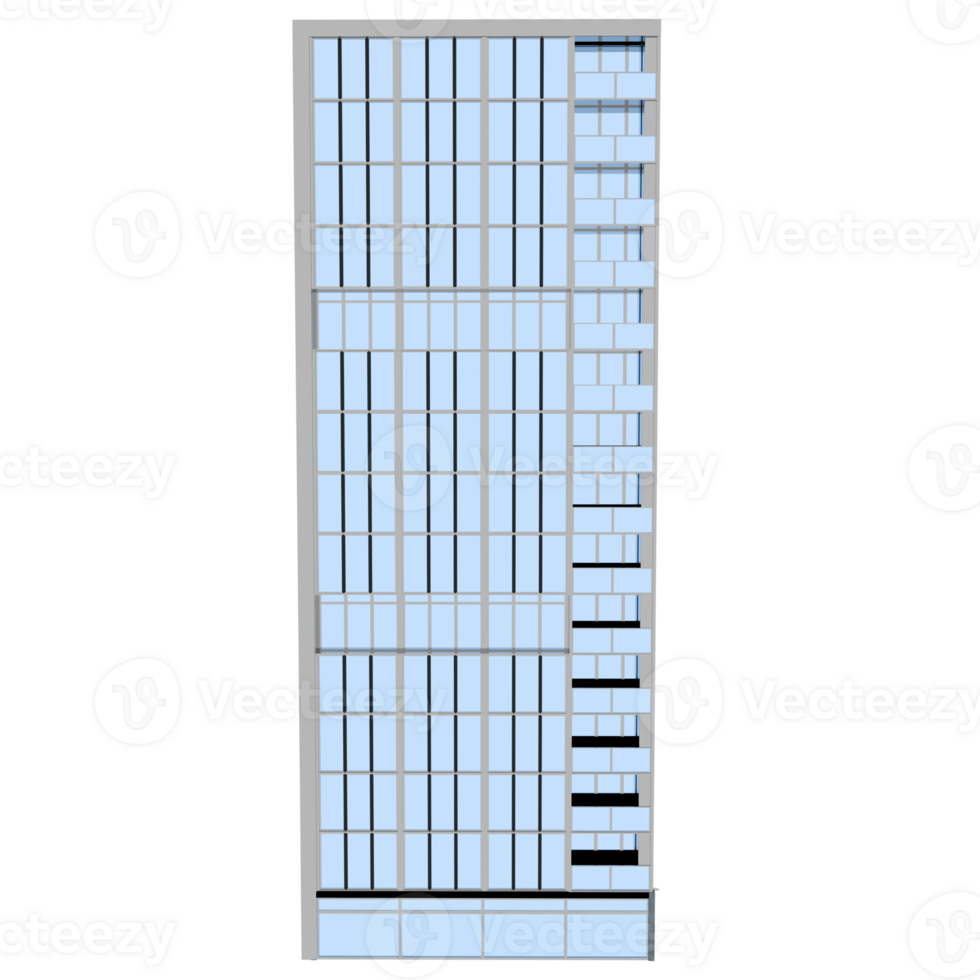 Render modern glass office building with transparent background png