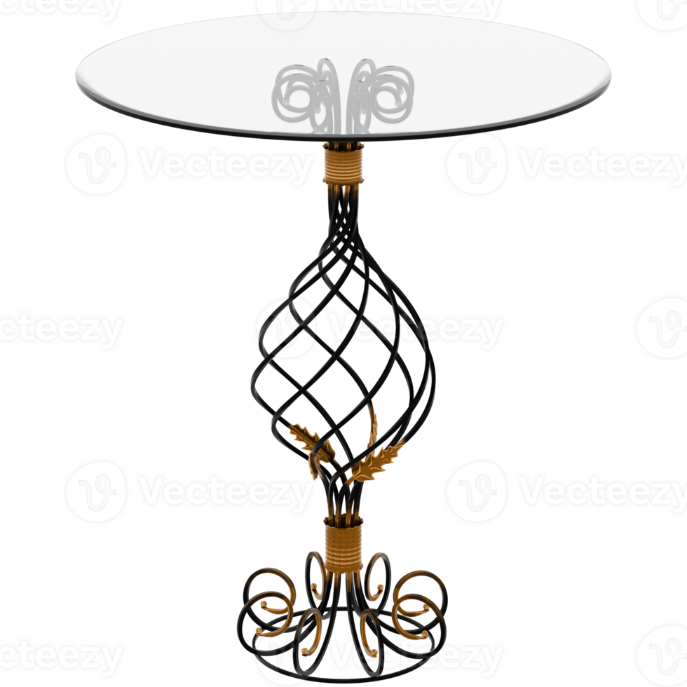 3d render ornate glass metal table with transparent background png