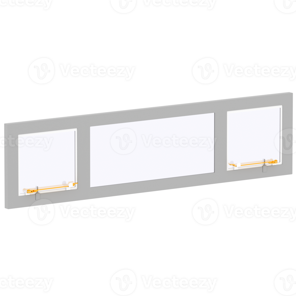 3d render horizontal ventilation window frame with transparent background png