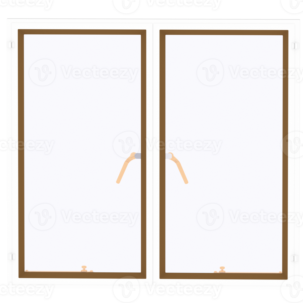 3d render double window with transparent background png