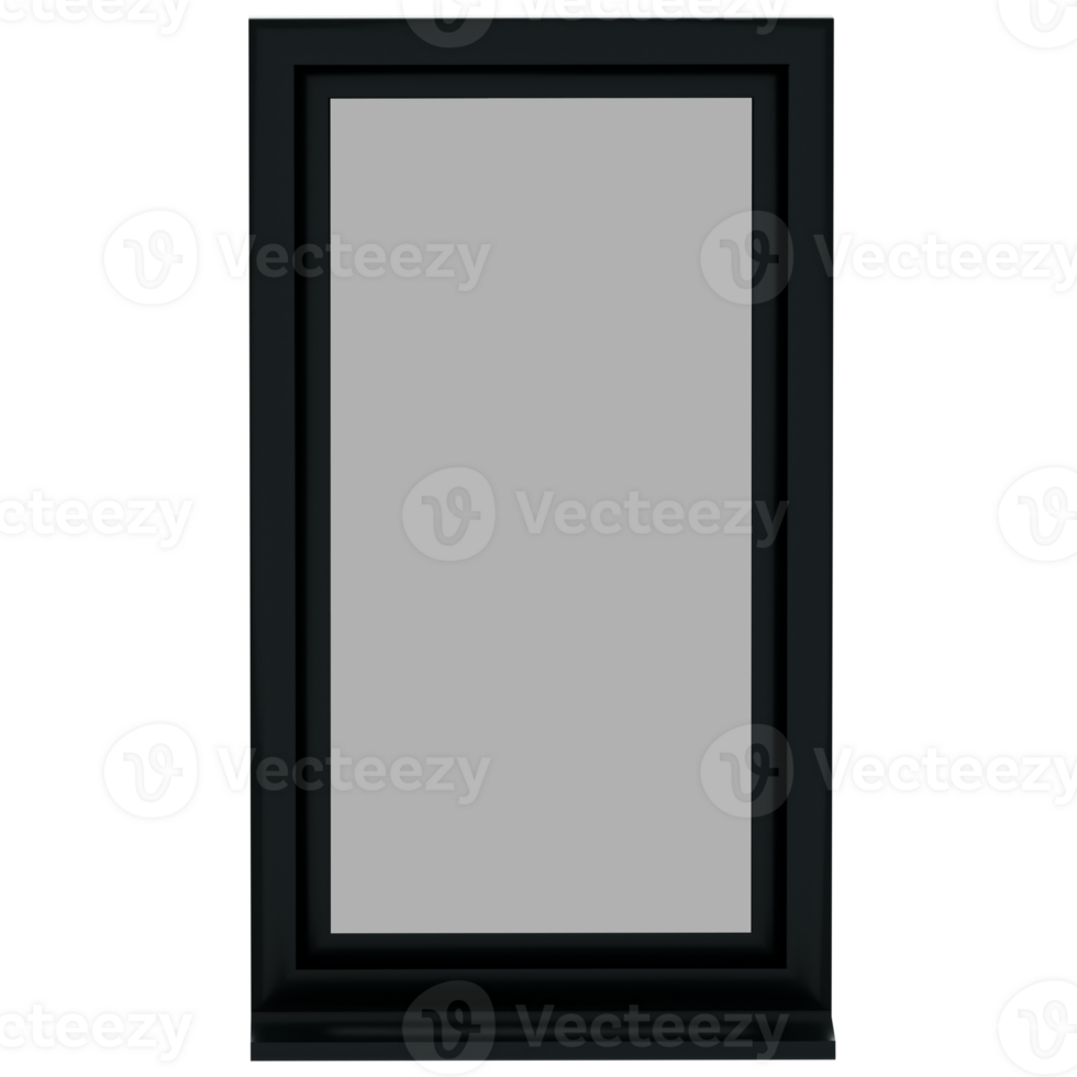 Render black sliding window with transparent background png