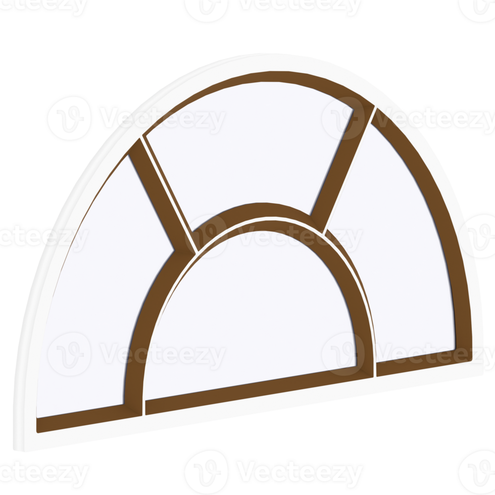 3d render arched window decorative frame with transparent background png