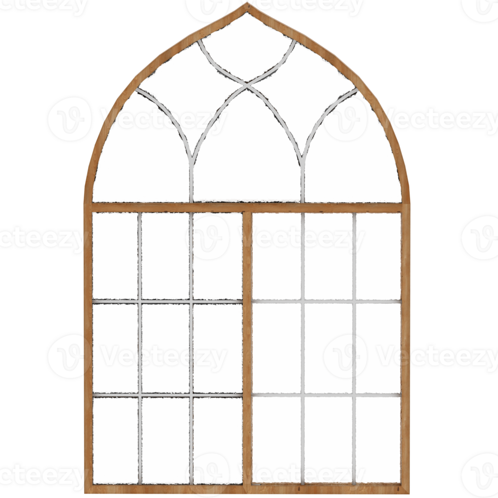 Render arched window with transparent background png