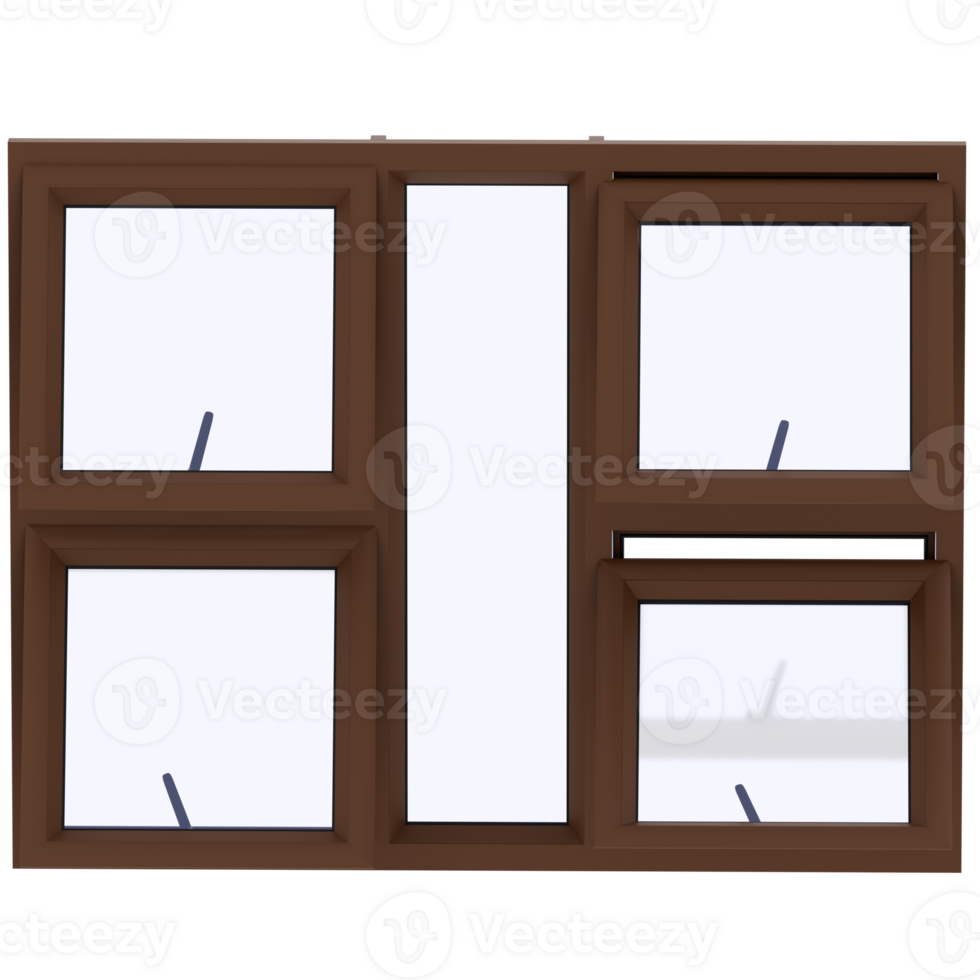 3d render brown glass awning windows open modern with transparent background png