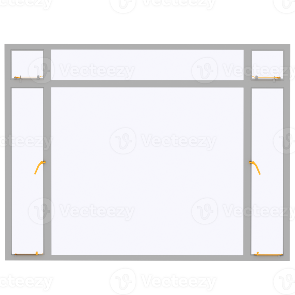 3d render large window with transparent background png