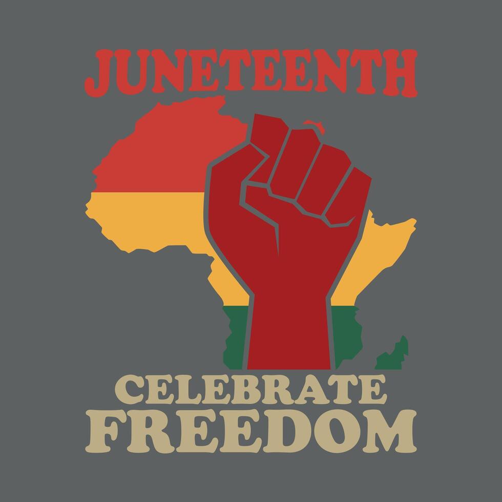 Juneteenth Africa Map and Raised Fist Symbol. vector