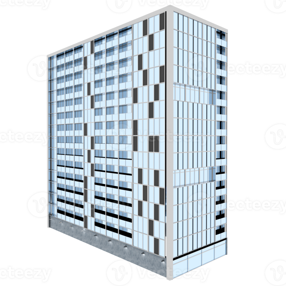 3d render modern glass office building with transparent background png