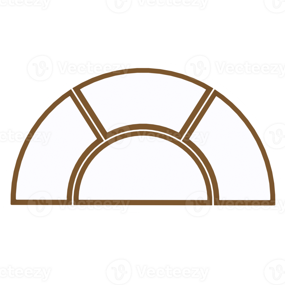Render arched window decorative frame with transparent background png