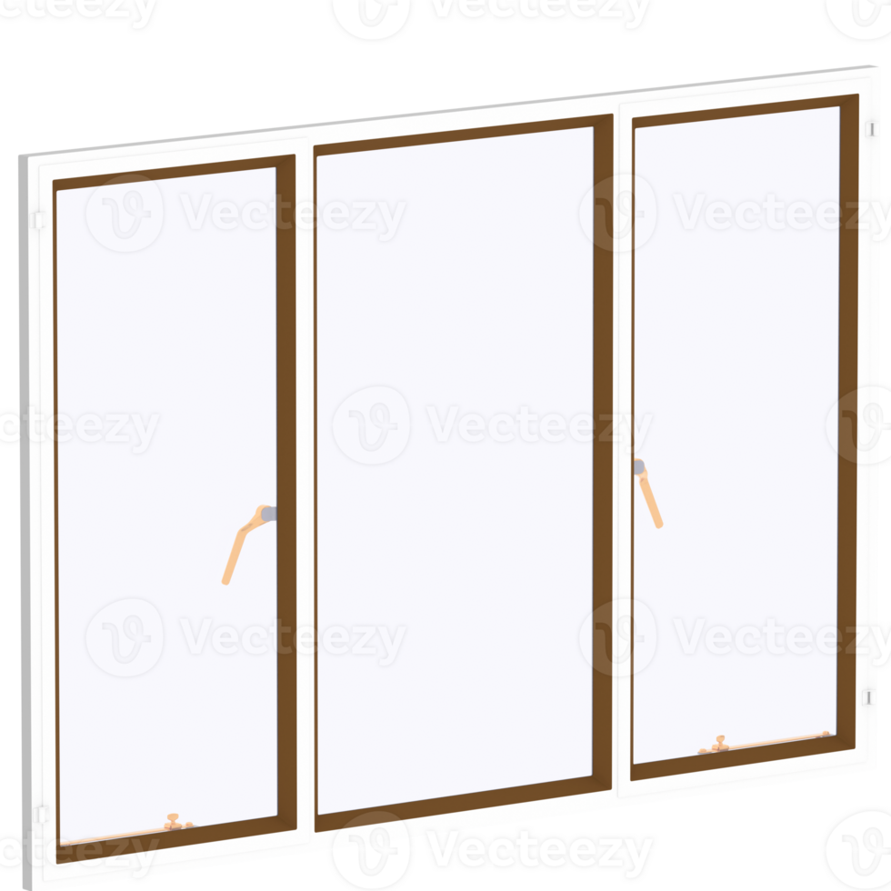 Render brown wooden window handle with transparent background png