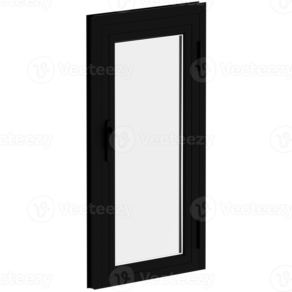 Render modern black window with transparent background png