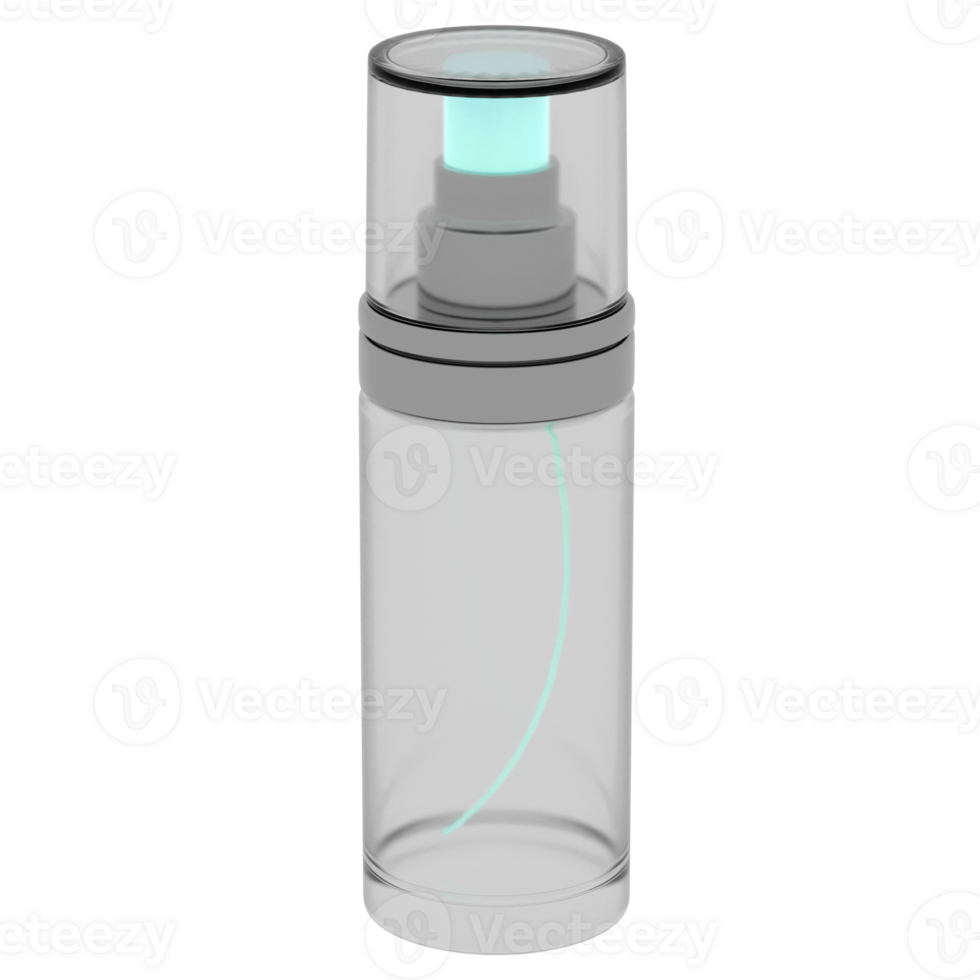 3d render spray bottle cosmetic dispenser transparent with transparent background png
