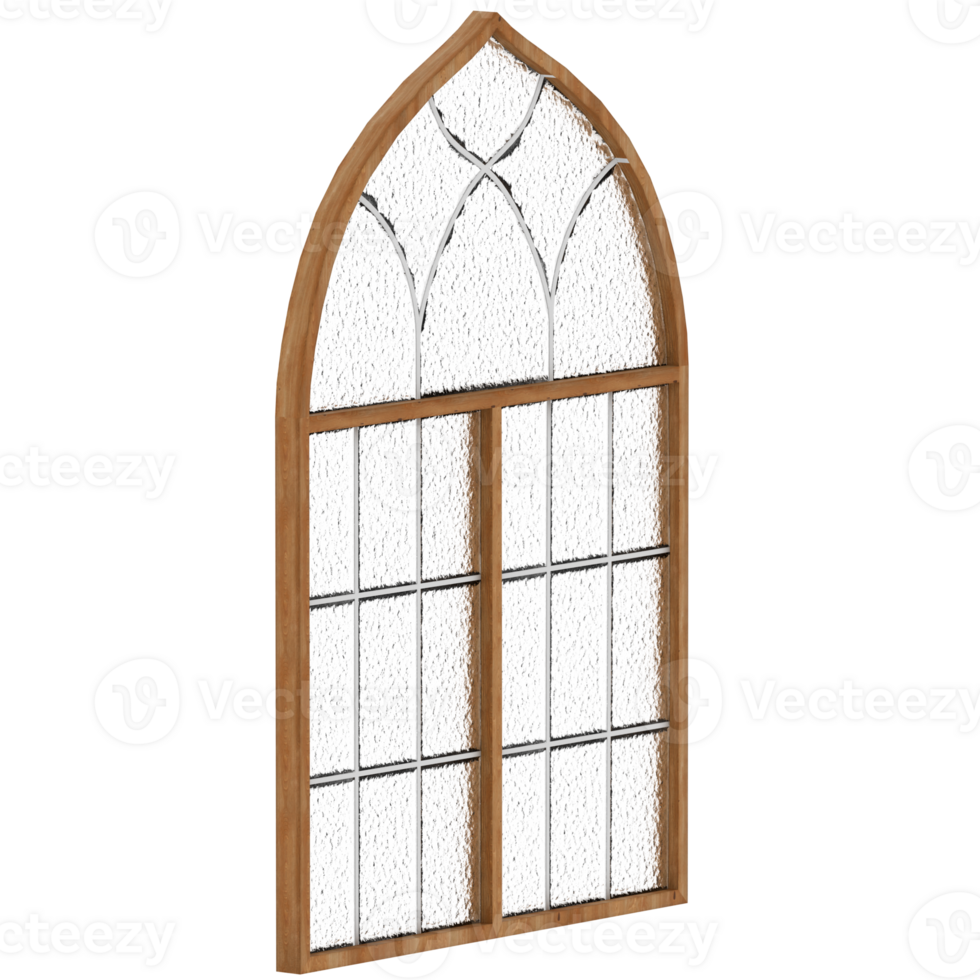 3d render arched window with transparent background png