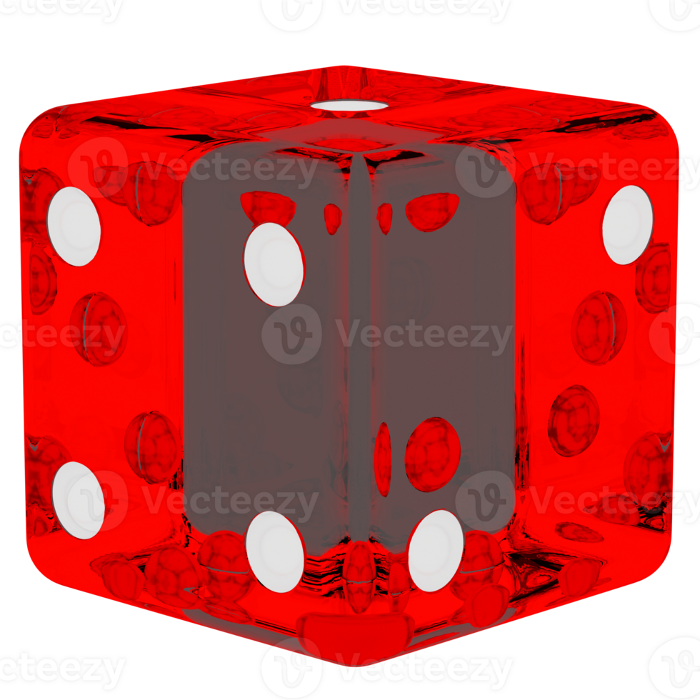 3d render red dice game cube transparent with transparent background png