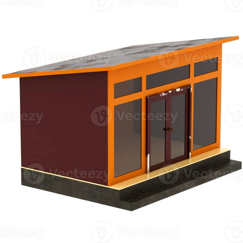 3d render modern garden shed building with transparent background png